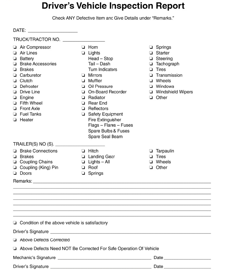 Fmcsa pretrip inspection checklist